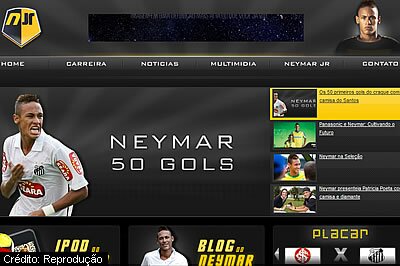 Página principal do site oficial de Neymar